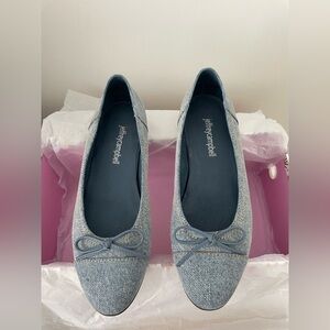 Jeffrey Campbell Arabesque ballet flats in denim. Size 5. Includes box.
